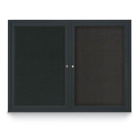 United Visual Products Corkboard, Forbo, 1 Door, Blck, 48 x 48" UV3035-BLACK-FORBO